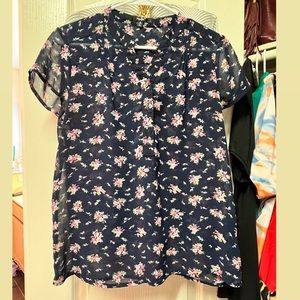 Blue floral blouse